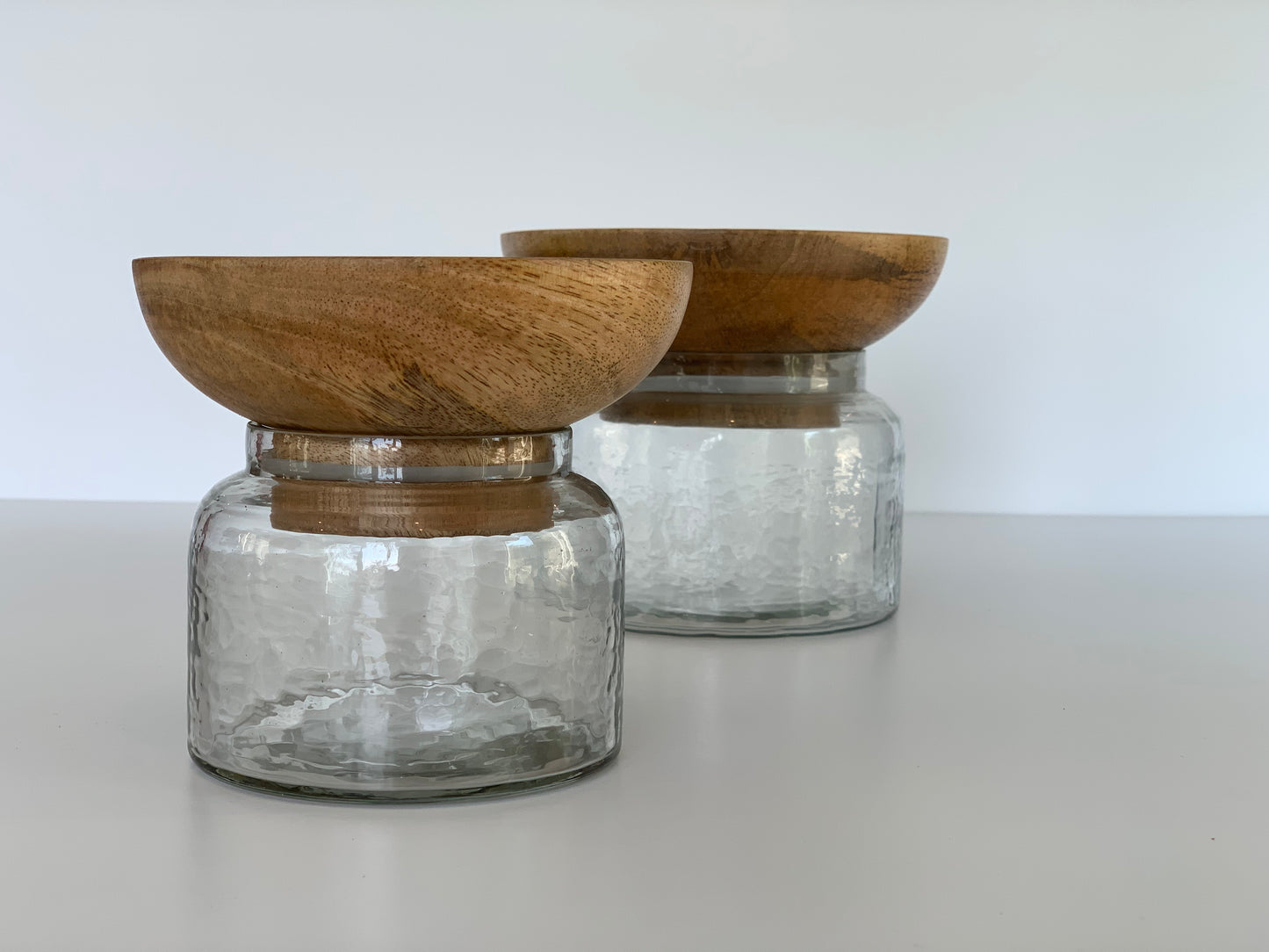 Twain Glass Jar with Wooden Bowl (Large)