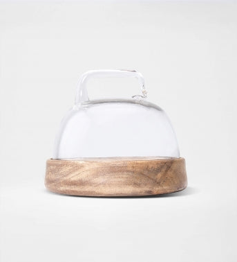 Dome Glass Cloche With Wooden Base