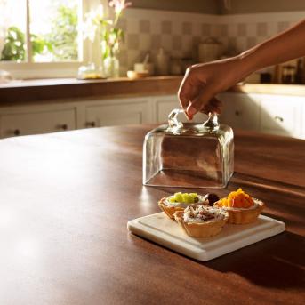 Glass Cloche with Marble Base Square